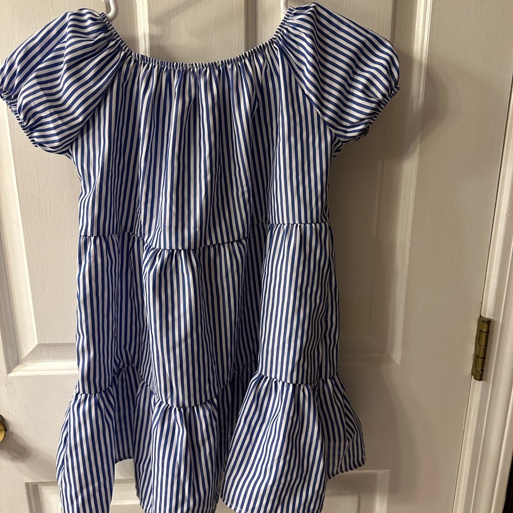 Persaya Girls Navy and White Striped Dress